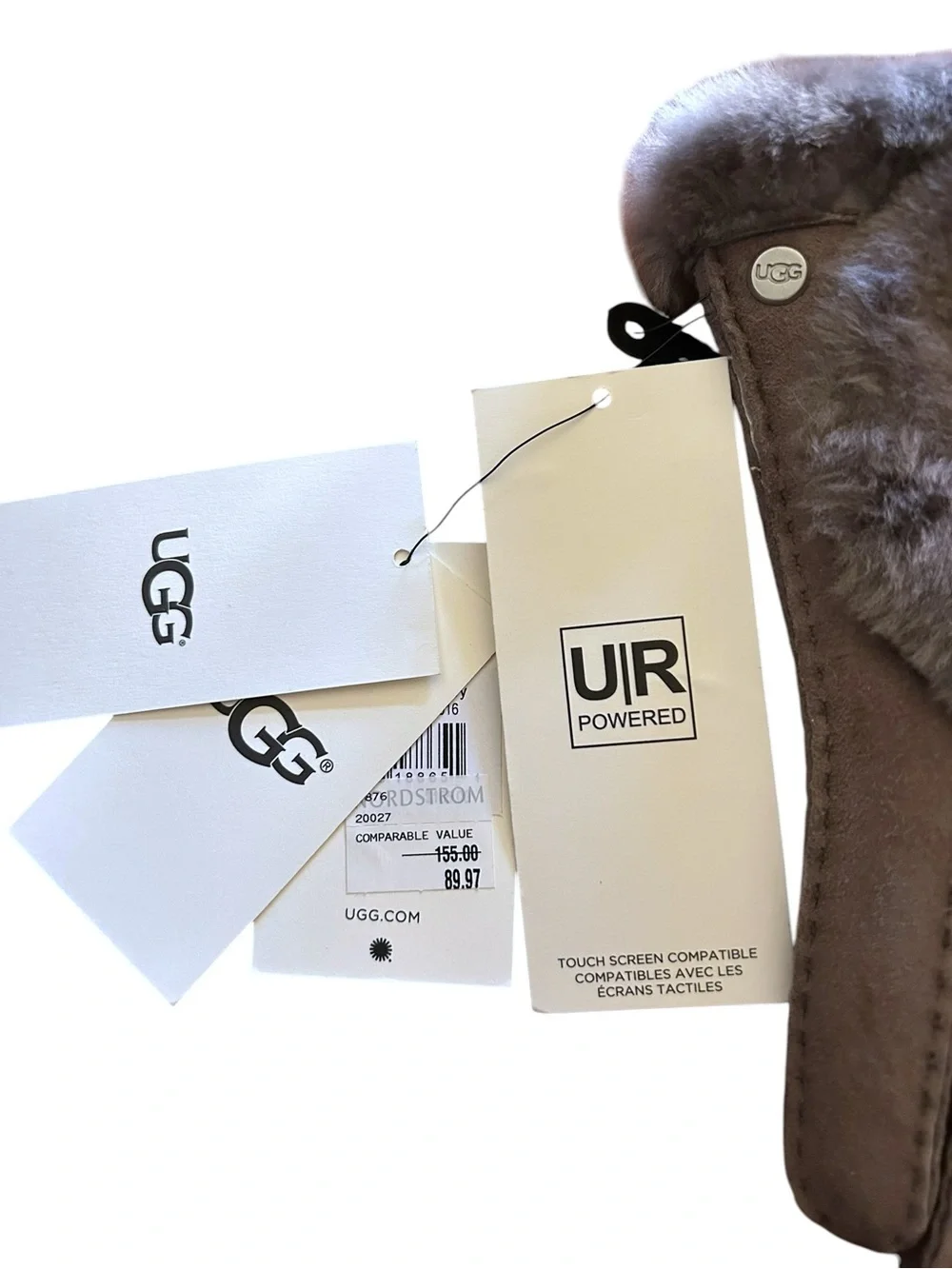 UGG Stormy Gray Tech Touch Gloves Size Medium